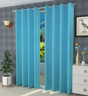 Galaxy Home Decor 275 cm (9 ft) Long Door Polyester Room Darkening Curtain (Pack Of 2)(Aqua, Abstract)