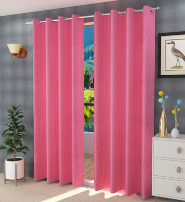 Galaxy Home Decor 275 cm (9 ft) Long Door Polyester Room Darkening Curtain (Pack Of 2)(Pink, Abstract)