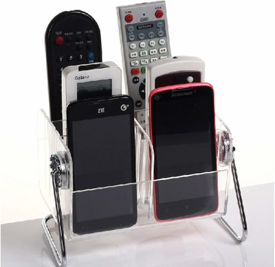 FosCadit 6 Compartments Acrylic Remote Control Holder(Clear)