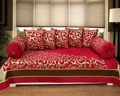 SPSON'S HANDLOOM Chenille Abstract Diwan Set(Multicolor)