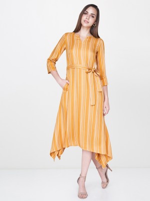 AND Women A-line Yellow Dress