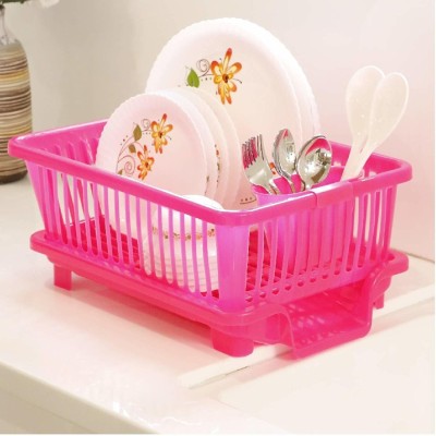 NEWON Dish Drainer Kitchen Rack Plastic 3 in 1 Large Sink Set Dish Rack Drainer with Tray for Kitchen,Dish Rack Organizers, Plastic Kitchen Rack