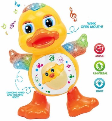 Tenmar Dancing Duck Toy for Kids with Flashing Lights, Musical & Sounds-82(Yellow)