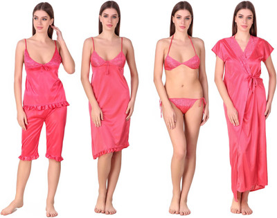 Bombshell Women Nighty Set(Pink)