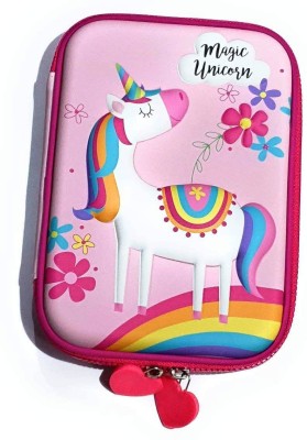 FunBlast Pencil Pouch Unicorn Art Canvas Pencil Box(Set of 1, Pink)