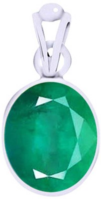 S KUMAR GEMS & JEWELS Certified 3.00 Ct Or 3.25 Ratti Natural Green Emerald (Panna ) Silver pendant/Pandent Sterling Silver Emerald Silver Pendant