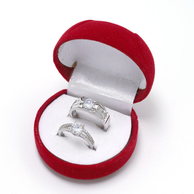 BlueShine Adjustable Couple Ring for lovers in Silver valentine gift proposal Finger Rings Alloy Cubic Zirconia Ring Set