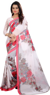 Suntex Printed Bollywood Art Silk Saree(White)