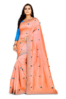 Aarvi impax Self Design Bollywood Silk Blend Saree(Pink)