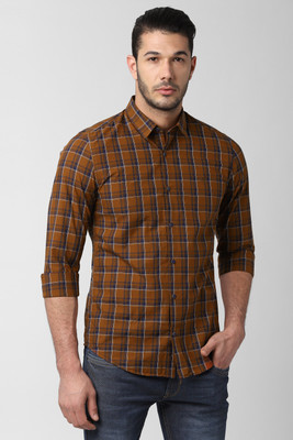 peter-england-university-men-checkered-casual-brown-shirt