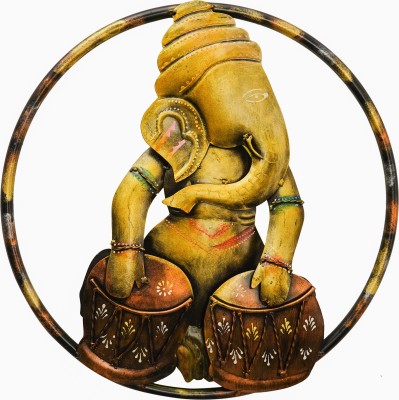 SV Traders Beautiful Lord Ganesha Playing Tabla with LED Light 15x15 Inch Decorative Showpiece  -  39 cm(Iron, Multicolor)
