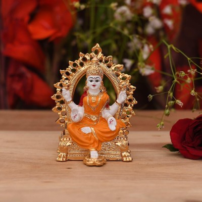 Collectible India Gold Plated Hindu Goddess Lakshmi Idol Decorative Showpiece  -  9 cm(Ceramic, Multicolor)