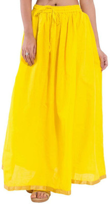 Krishika Solid Women Flared Yellow Skirt