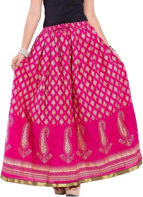 GULKANDI Printed Women Regular Pink Skirt