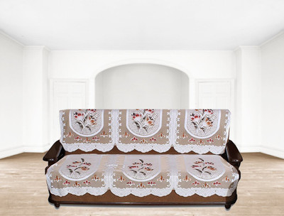 FAIRY HOME Polyester Geometric 3 Seater Sofa Cover(White Pack of 3)