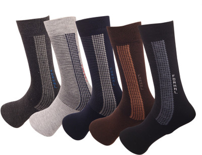 YJ FASHION Men Self Design Mid-Calf/Crew(Pack of 5)