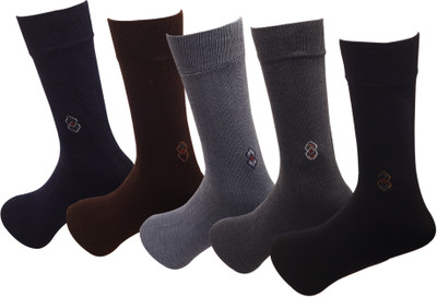 YJ FASHION Men Solid Mid-Calf/Crew(Pack of 5)