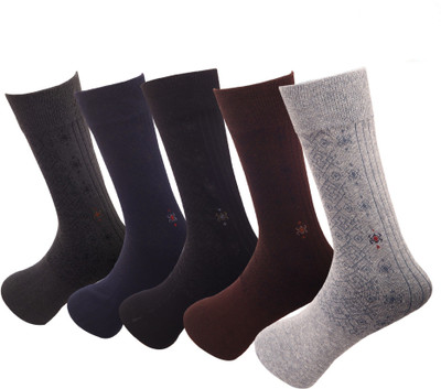 YJ FASHION Men Self Design Mid-Calf/Crew(Pack of 5)