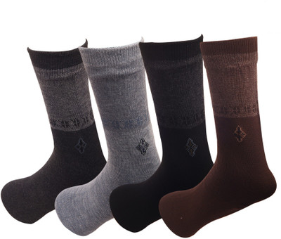 YJ FASHION Men Self Design Mid-Calf/Crew(Pack of 4)