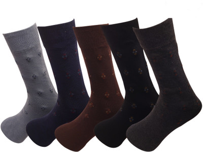 YJ FASHION Men Self Design Mid-Calf/Crew(Pack of 5)
