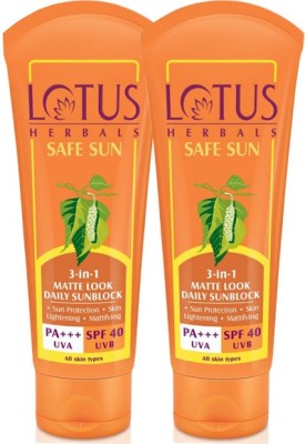 LOTUS Herbals 3-in-1 Matte Look Daily Sunblock Cream 50 g(Pack of 2)(2 x 50 g)