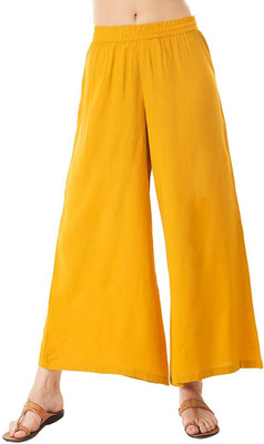 MyTrendzs Flared Women Yellow Trousers