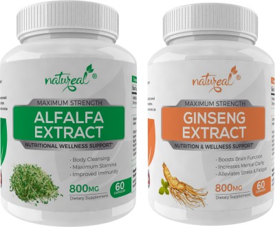 Natureal Male Health Combo of Alfafa Extract & Ginseng Extract-800 Mg Capsules Each(2 x 60 No)