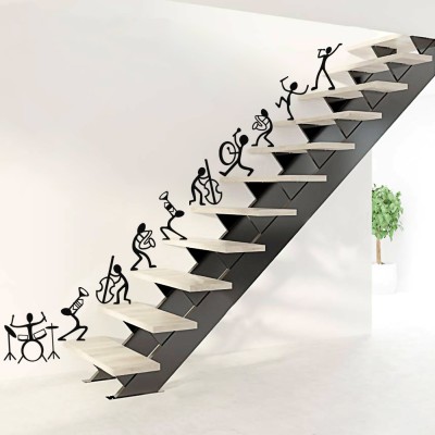 StickMe 120 cm Happy Music Band - Doodle - Set Of 10 Stair Wall Stickers-SM555 Self Adhesive Sticker(Pack of 1)
