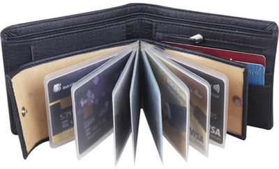SKKFASHION Men Trendy Black Artificial Leather Wallet(12 Card Slots)