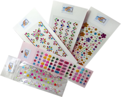 MAJESTIC BASKET Multi Colour Shining Stone Crystal Studs/ Stickers for Art & Craft, Decoration, Project Work Etc [Pack of 5]