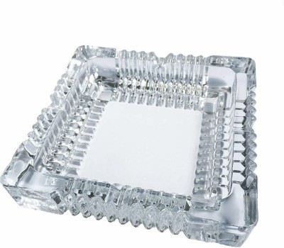 VIHAAEXPORTS Silver Glass Ashtray(Pack of 1)