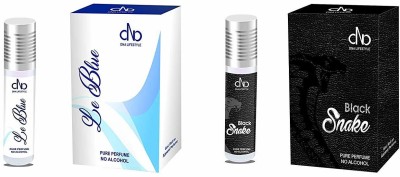 DNA Lifestyle LE BLUE + BLACK SNAKE - 6ml Attar Roll-on Concentrated Perfume - Pack of 2 Floral Attar(Citrus, Musk, Sandalwood)