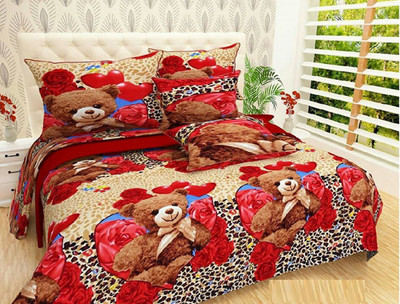 RE ROSE 140 TC Polyester Double, King Floral Flat Bedsheet(Pack of 1, Multicolor3)