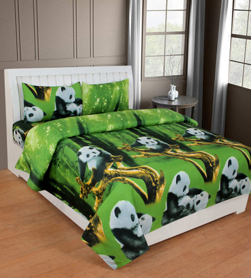 MANISHPANDEY 144 TC Microfiber Double Abstract Flat Bedsheet(Pack of 1, Green)