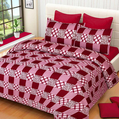satvik handloom 150 TC Cotton Double Printed Flat Bedsheet(Pack of 1, Multicolor)