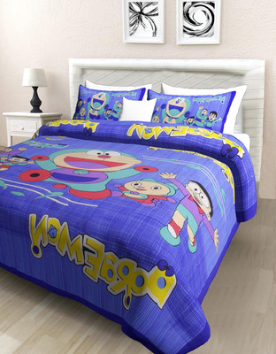 AGASTYA TRADING Cotton Double Flat 180 TC Printed Bedsheet(Pack of 1, Blue)