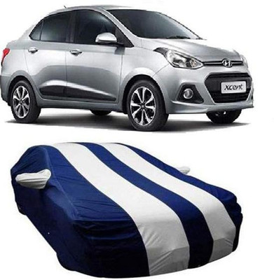 Kavach Car Cover For Hyundai Xcent (With Mirror Pockets)(Blue, White)