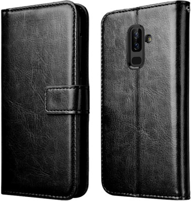Coverage Flip Cover for Samsung J8/ A6+ /Galaxy On8 2018(Black, Magnetic Case, Pack of: 1)