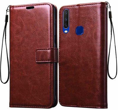 COVERBLACK Flip Cover for Vivo Y15 - 1901(Brown, Magnetic Case, Pack of: 1)