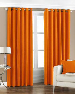 Galaxy Home Decor 274 cm (9 ft) Long Door Polyester Curtain (Pack Of 2)(Orange, Plain)