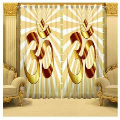 Gyanti texture 215 cm (7 ft) Door Jacquard Semi Transparent Curtain (Pack Of 2)(printed multicoior, Printed)