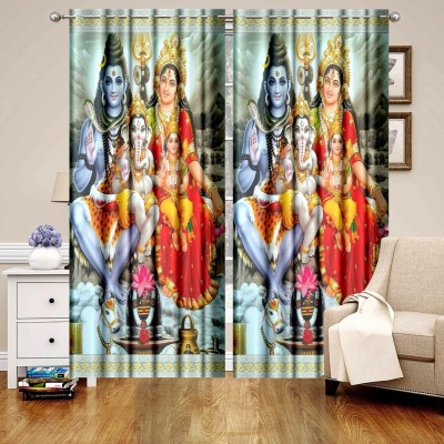 BLENZZA DECO 218 cm (7 ft) Polyester Semi Transparent Door Curtain (Pack Of 2)(Printed, Shiv Ji 0)