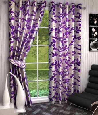 Radees Creations 153 cm (5 ft) Polyester Window Curtain (Pack Of 2)(Printed, Purple)