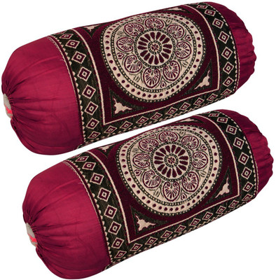 Outlay Home Chenille Bolsters Cover(75 cm*40 cm, Pack of 2, Maroon)