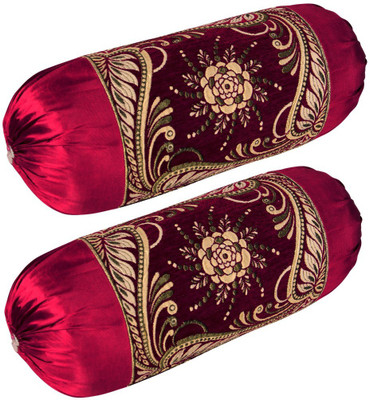 Outlay Home Chenille Bolsters Cover(30 cm*75 cm, Pack of 2, Maroon)