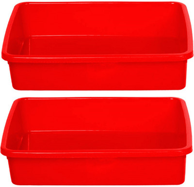KUBER INDUSTRIES 0 Compartments Plastic Large Size Stationary Office Tray(Red)