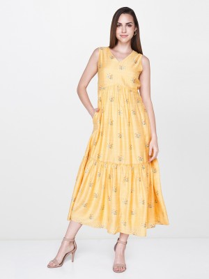 AND Women A-line Yellow Dress