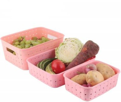 Analog Kitchenware Plastic Fruit & Vegetable Basket(Pink)