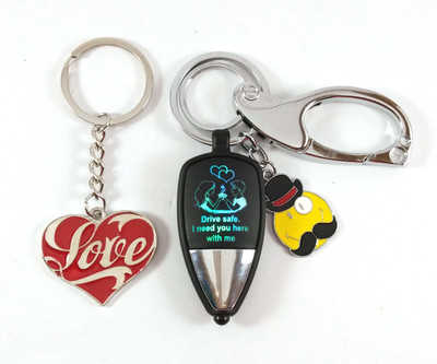 Isk Best High Quality Black Silver Drive Safe 3 Color Light Reflection and Red Heart Keychain Key Chain