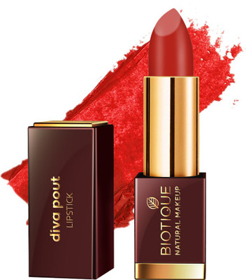 BIOTIQUE Diva Pout Lipstick, Scarlet Twist(Scarlet Twist, 4 g)